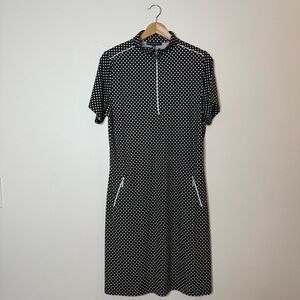BirdeeSport Polka Dot Short Sleeve Half Zip High Neck Funnel Neck Golf Dress